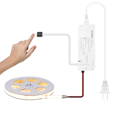 نوار نور LED LETARON COB، نوار LED 24 ولت، 480 عدد LED در هر متر، فوق العاده روشن با لومن بالا، 3000K سفید گرم، 3 متر، قابلیت تنظیم نور با نوار 3M، منبع تغذیه 30 وات UL، سوئیچ لمسی برای اتاق خواب، خانه، آشپزخانه DIY