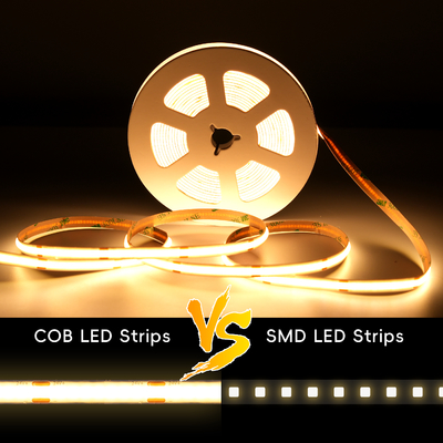 نوار نور LED LETARON COB، نوار LED 24 ولت، 480 عدد LED در هر متر، فوق العاده روشن با لومن بالا، 3000K سفید گرم، 3 متر، قابلیت تنظیم نور با نوار 3M، منبع تغذیه 30 وات UL، سوئیچ لمسی برای اتاق خواب، خانه، آشپزخانه DIY