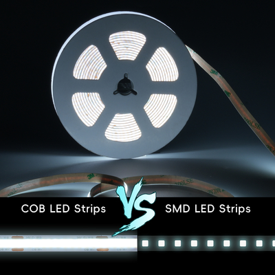 نوار نور LED LETARON COB، نوار LED 24 ولت، 480 عدد LED در هر متر، فوق العاده روشن با لومن بالا 6000K سفید، 3 متر، قابلیت تنظیم نور با چسب 3M، منبع تغذیه 30 وات UL، سوئیچ لمسی برای اتاق خواب، خانه، آشپزخانه DIY